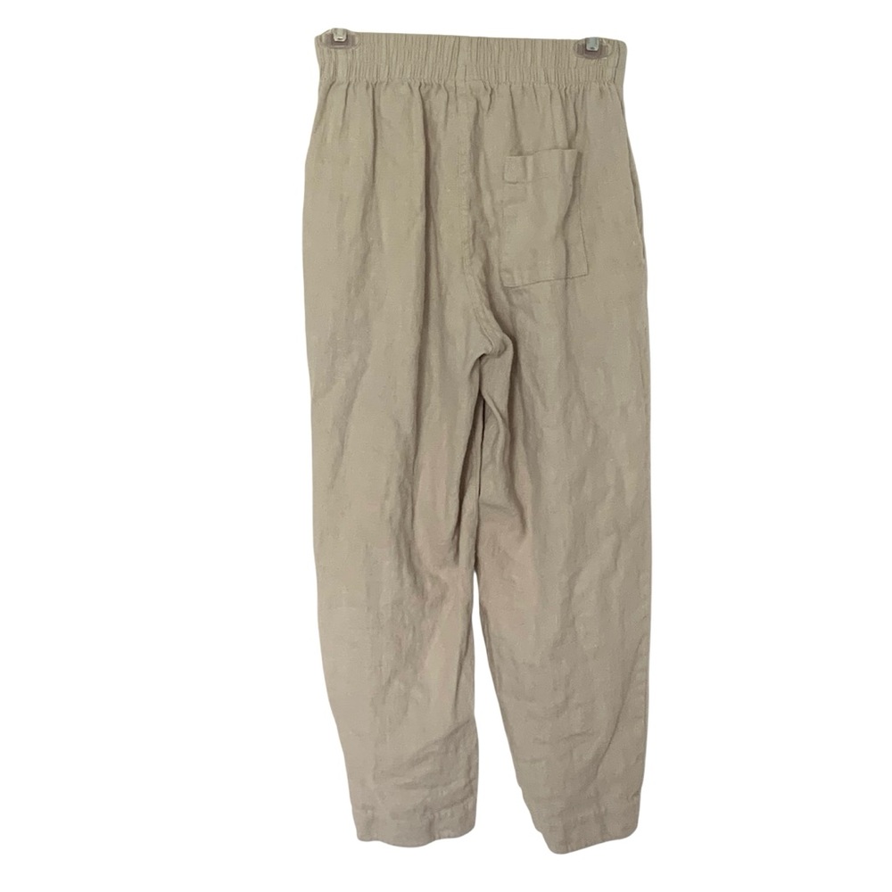 Beaton Linen Women's XS Cropped Beige 100% Linen Pants Pull On Casual Comfy - Picture 2 of 4